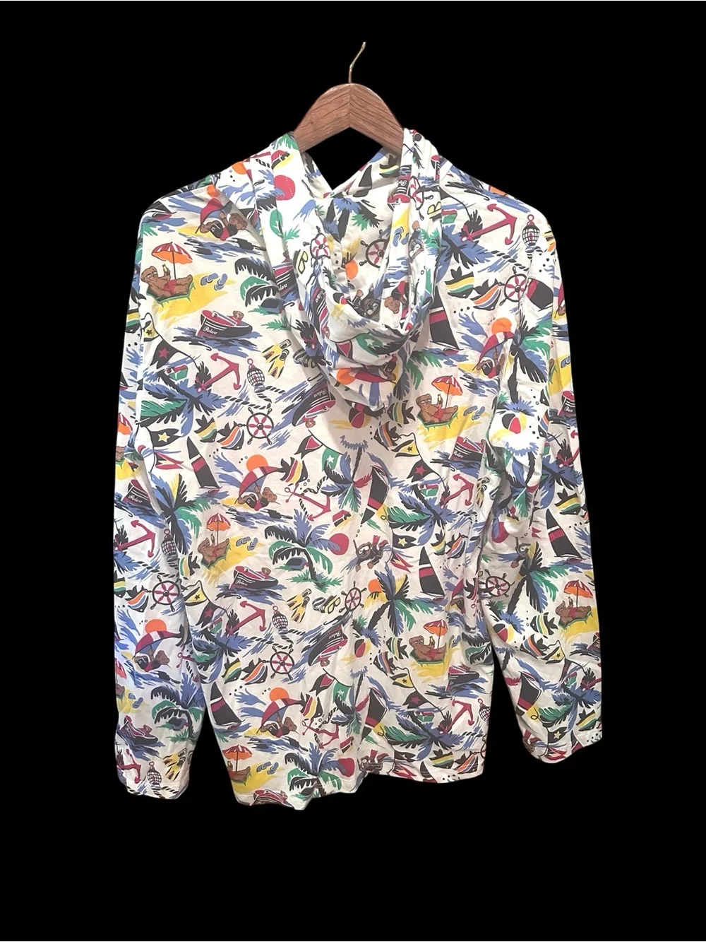 Polo Ralph Lauren Polo Bear Tropical Print Lightweight Hoodie NWT L 100% Cotton